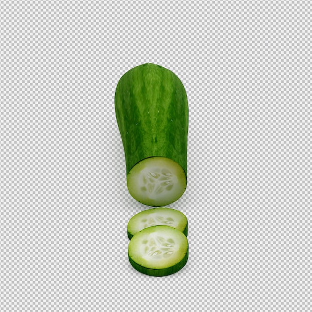 Isometric zucchini 3d render