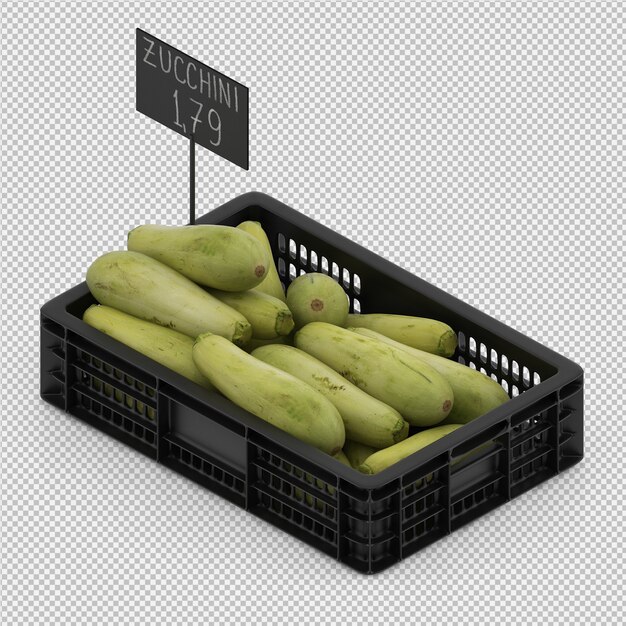 PSD isometric zucchini 3d render