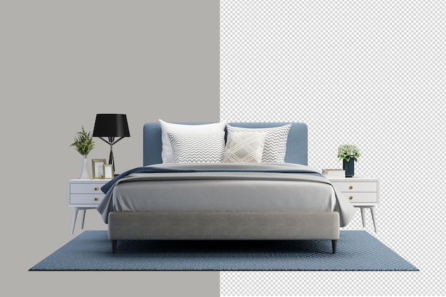 Isometrisch bed in 3d-rendering