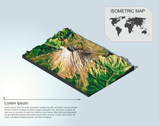 PSD isometrisch kaart virtueel terrein 3d voor infographic.