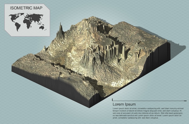 Isometrisch virtueel terrein voor infographics