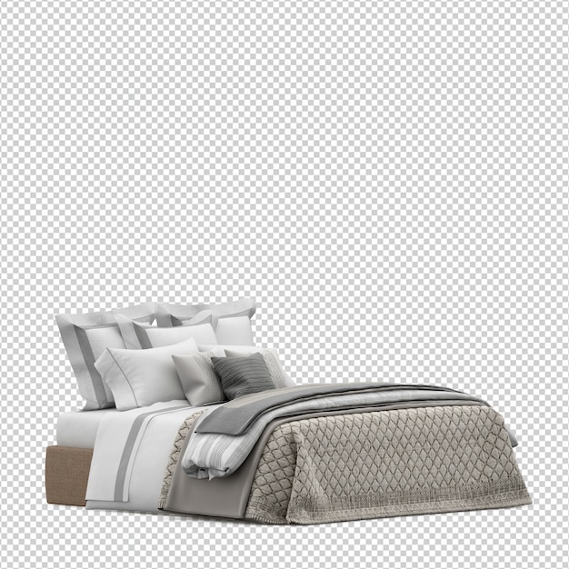 PSD isometrische 3d bed render geïsoleerd