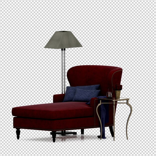 Isometrische 3d chaise longue