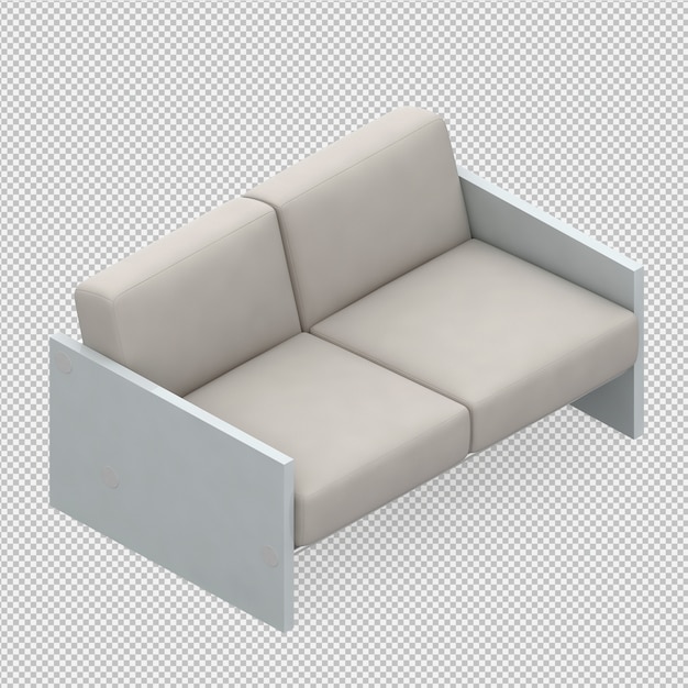 Isometrische 3d-sofa renderen