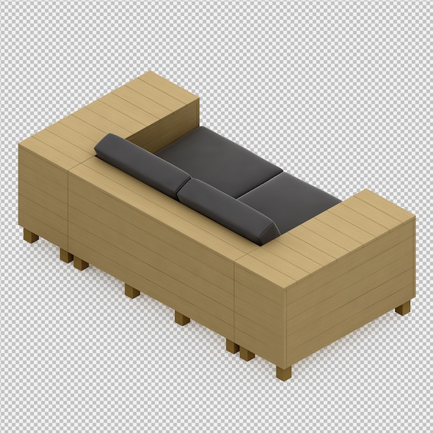 PSD isometrische 3d-sofa renderen