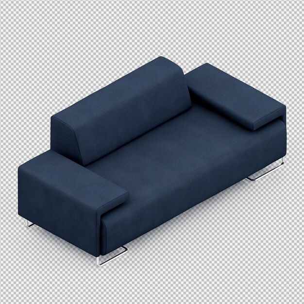 Isometrische 3D-sofa renderen