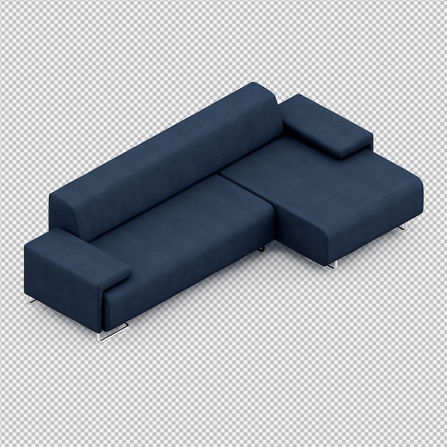 Isometrische 3d-sofa renderen