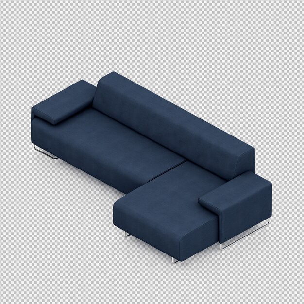 Isometrische 3D-sofa renderen