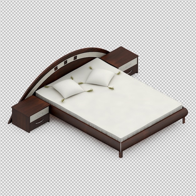 Isometrische bed 3d render