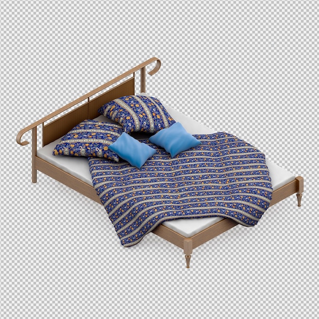 Isometrische bed 3d render