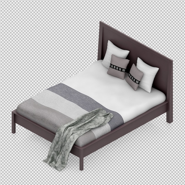 Isometrische bed 3d render