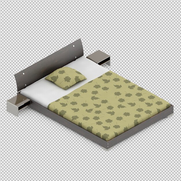 PSD isometrische bed 3d render