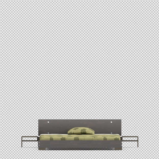 PSD isometrische bed 3d render