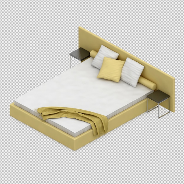 Isometrische bed 3d render