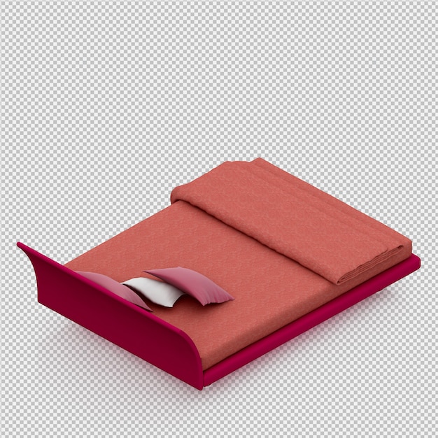 PSD isometrische bed 3d render