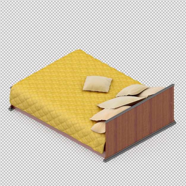 Isometrische bed 3d render