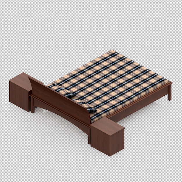 Isometrische bed 3d render