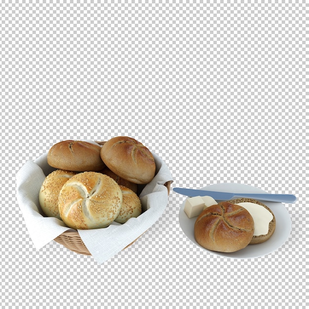 Isometrische brood 3d-rendering