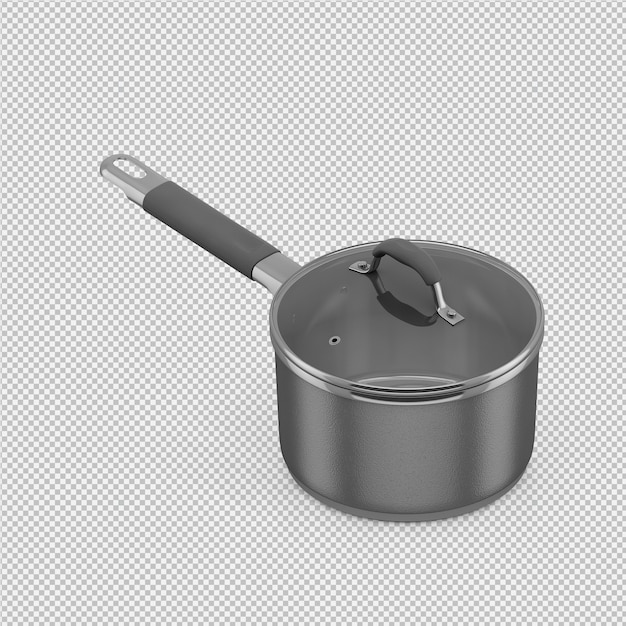 Isometrische geïsoleerde steelpan 3D geeft terug