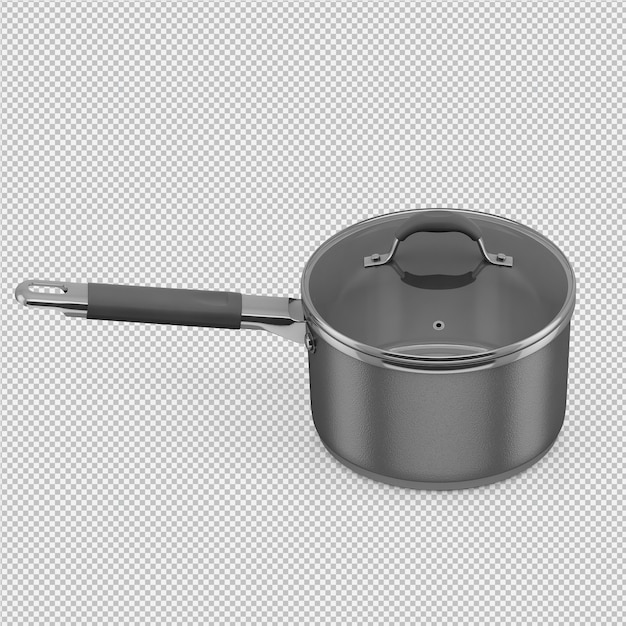 Isometrische geïsoleerde steelpan 3D geeft terug