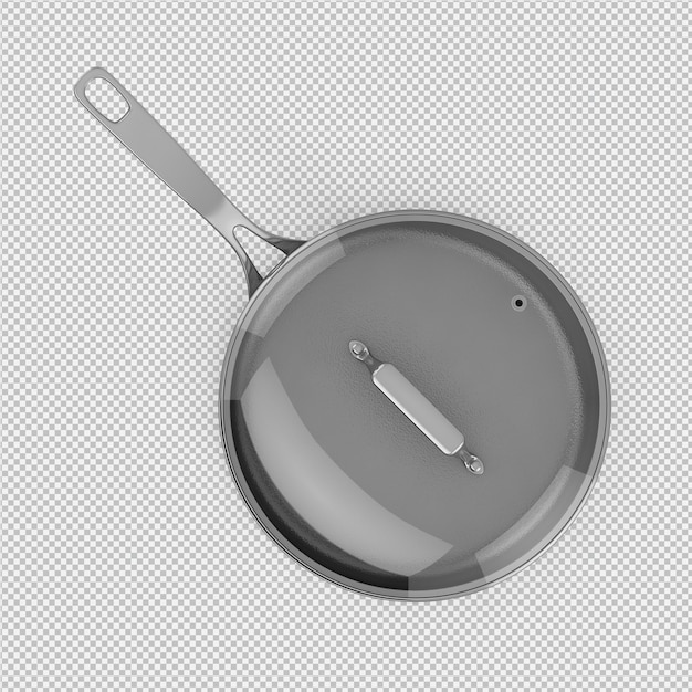 Isometrische geïsoleerde steelpan 3D geeft terug