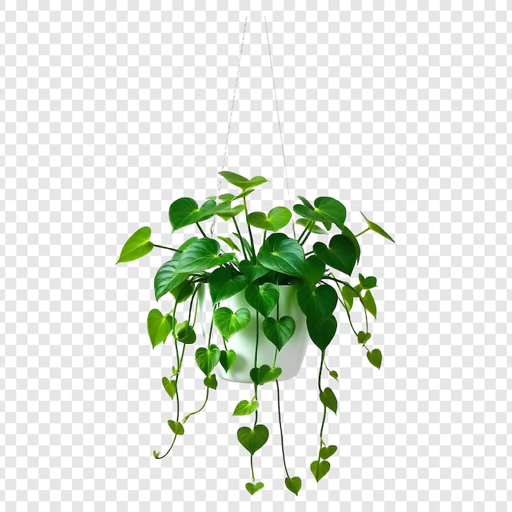 PSD isometrische hangende plant geïsoleerd op een doorzichtige achtergrond