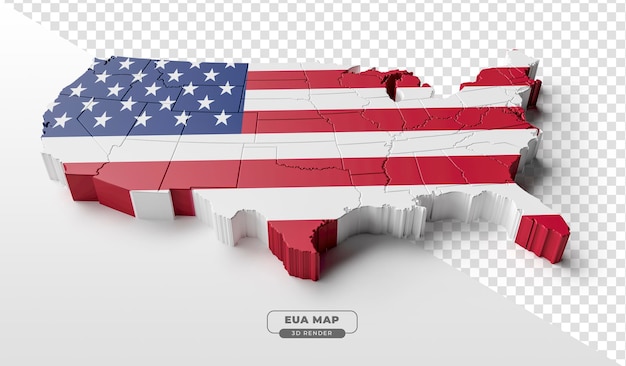 Isometrische kaart van de Verenigde Staten van Amerika met vlag in 3d render