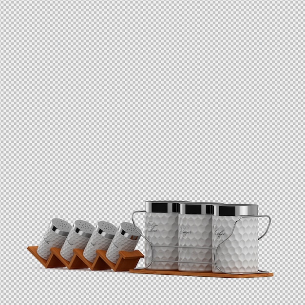 Isometrische keukenaccessoires 3d render