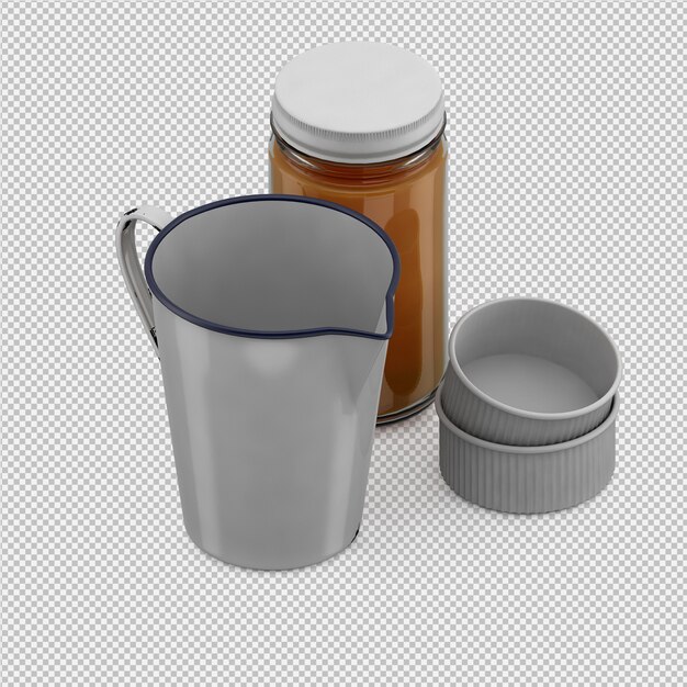 Isometrische keukenaccessoires 3d render