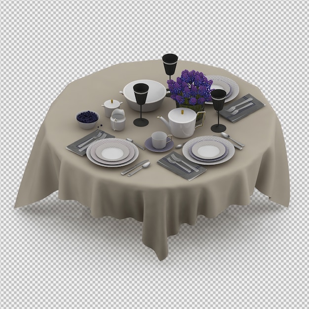 PSD isometrische keukenaccessoires 3d render