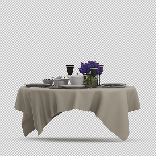 Isometrische keukenaccessoires 3D render