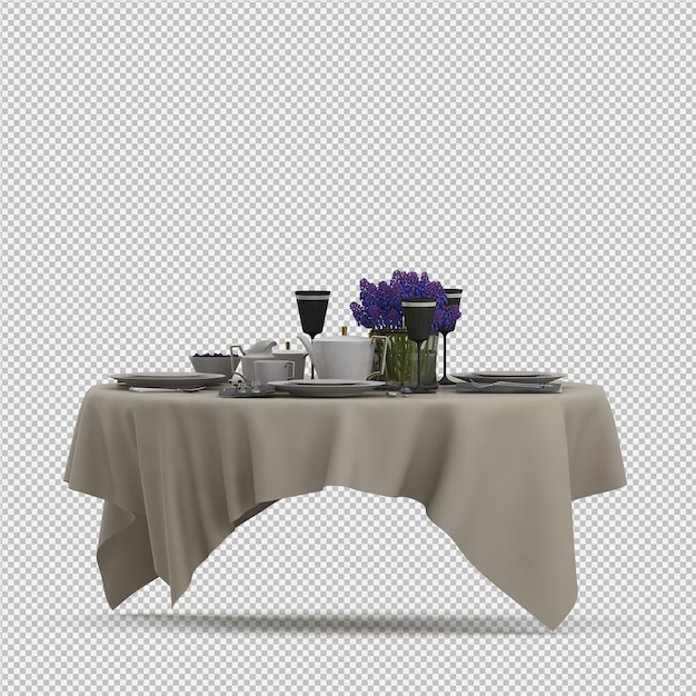 Isometrische keukenaccessoires 3d render