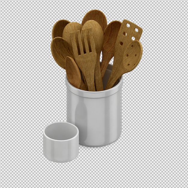 Isometrische keukengerei 3D render