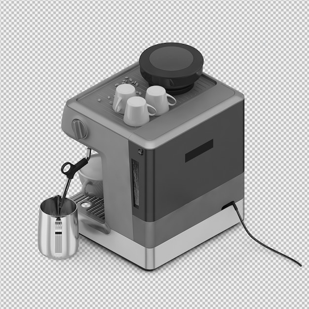 PSD isometrische koffiemachine 3d geïsoleerd render