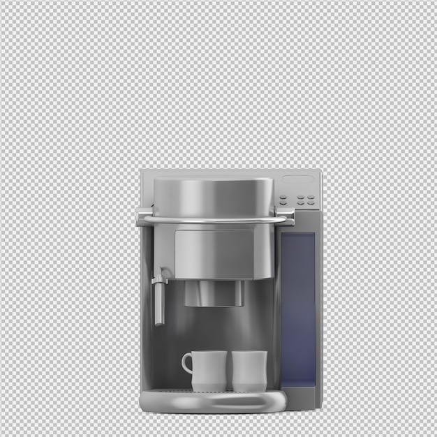 Isometrische koffiemachine 3d render