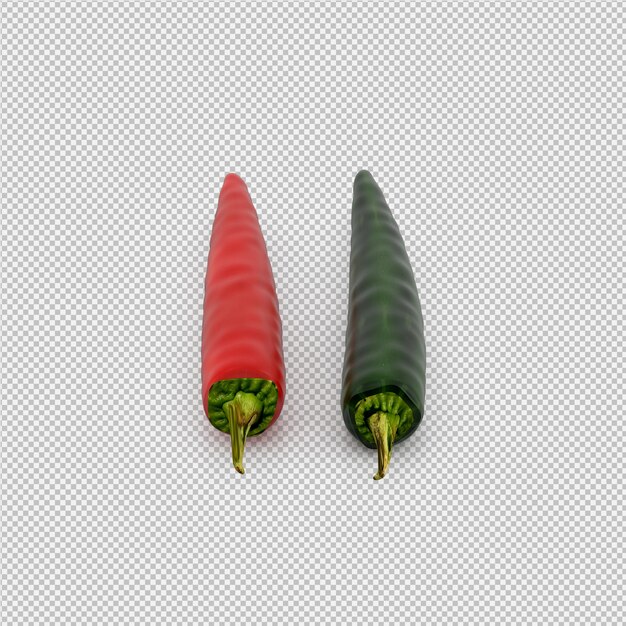 PSD isometrische paprika's 3d render