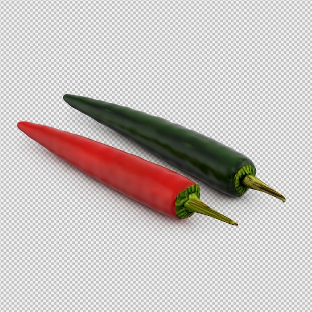 Isometrische paprika's 3d render