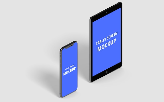 Isometrische smartphone en tablet-mockup