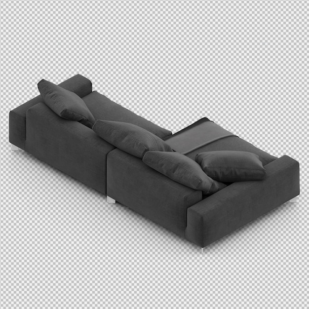 Isometrische sofa 3d geïsoleerd render