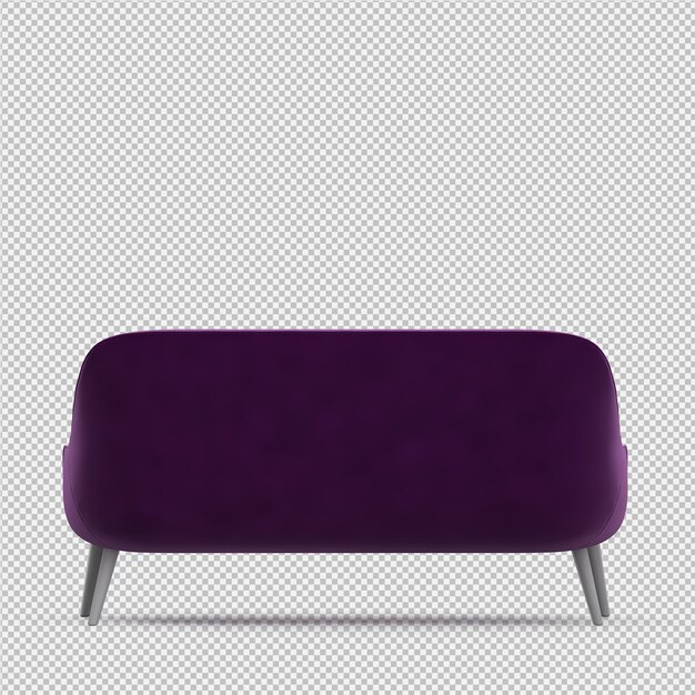 Isometrische sofa 3d geïsoleerd render