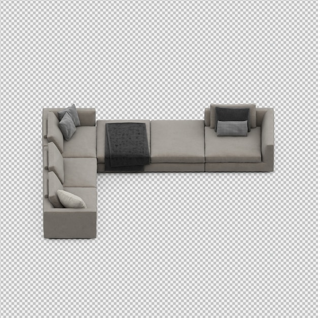 Isometrische sofa 3d geïsoleerd render