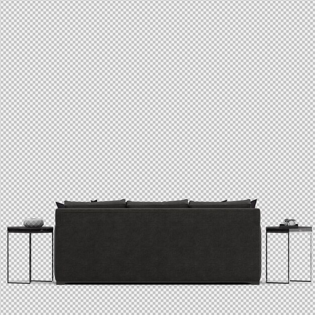 Isometrische sofa 3d geïsoleerd render