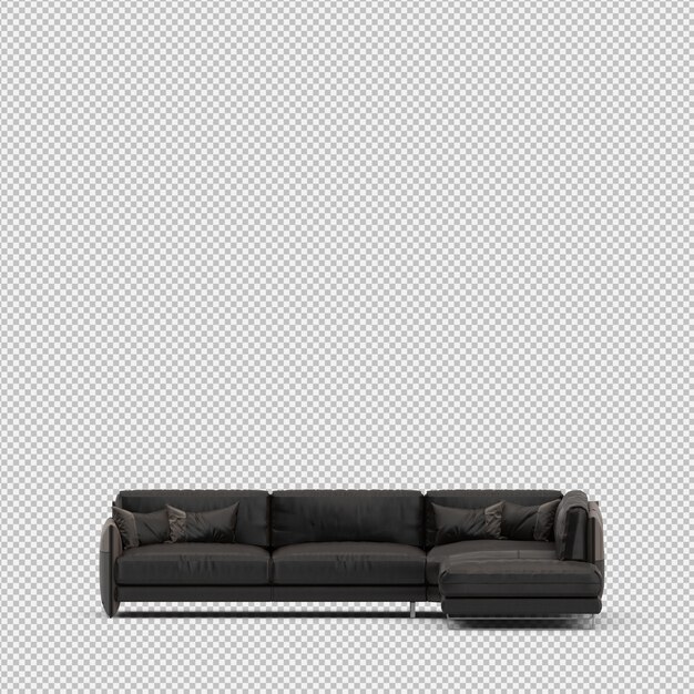 Isometrische sofa 3d geïsoleerd render