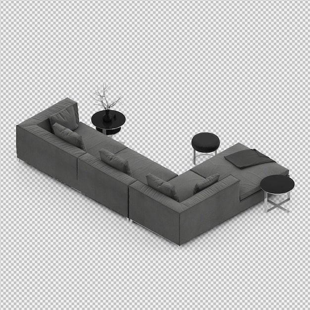 Isometrische Sofa 3D geïsoleerd render