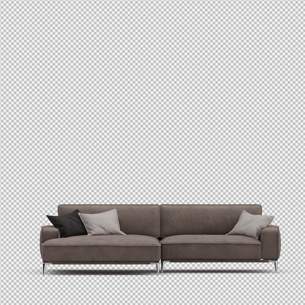 Isometrische sofa 3d geïsoleerd render