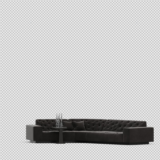 Isometrische sofa 3d geïsoleerd render