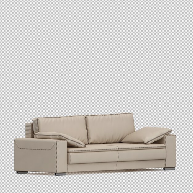 Isometrische sofa 3d geïsoleerd render