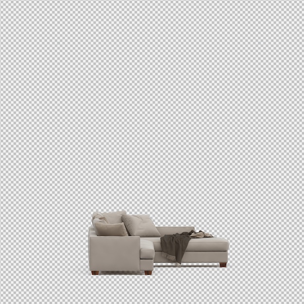 Isometrische sofa 3d geïsoleerd render