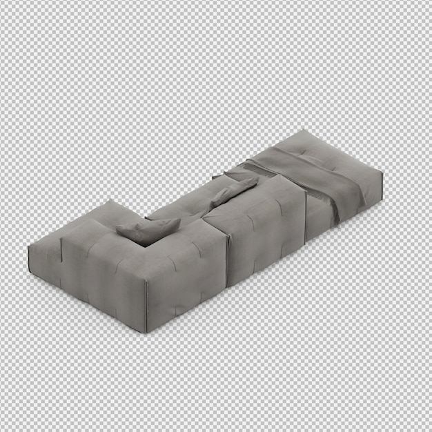 Isometrische Sofa 3D geïsoleerd render