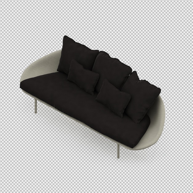 Isometrische sofa 3d geïsoleerd render